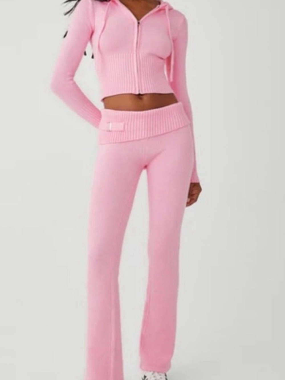 NEW WITH TAG Frankie's Bikinis Pink Ribbed Flare Knit Pants